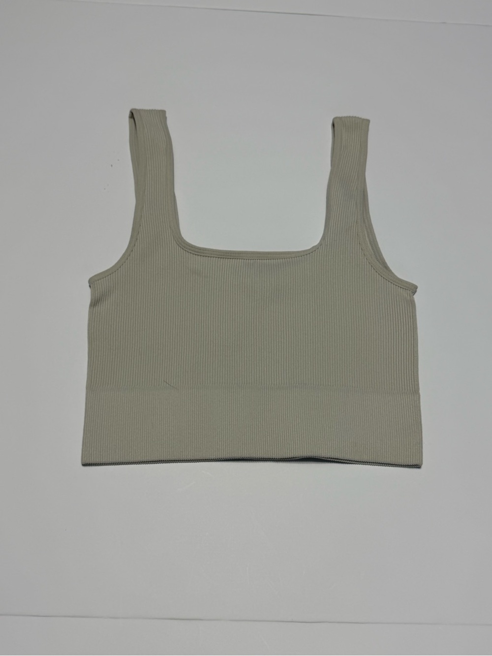 Zenana Outfitters Ribbed Square Crop Tank - Light Beige
